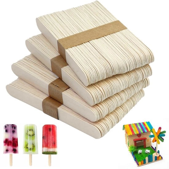 Set di Spatole in Legno 200 Stuks - 15 x 1,8 cm - Legno Naturale - Spatole Liscie - Utilizzo Sicuro - Multifunzionali - Spatola per Legno