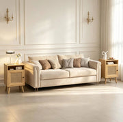 Set di 2 comodini in rattan naturale 39x35x60 cm