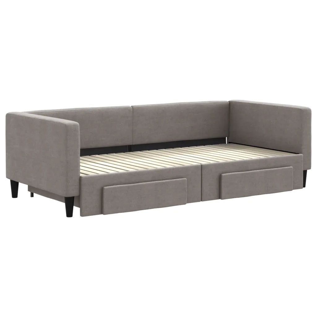 Divano Letto Estraibile con Cassetti-Sofa Letto-Daybed Tortora 90x200 cm Tessuto 291318