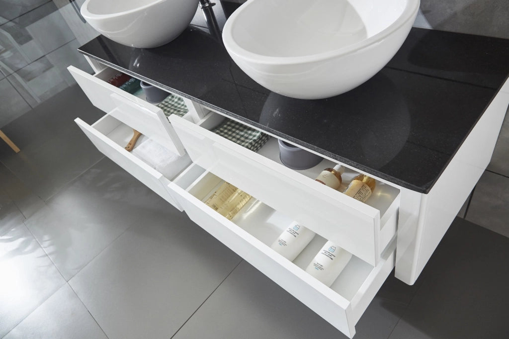 Mobile bagno sospeso doppio lavabo appoggio specchio 150cm Drontes Sicorage