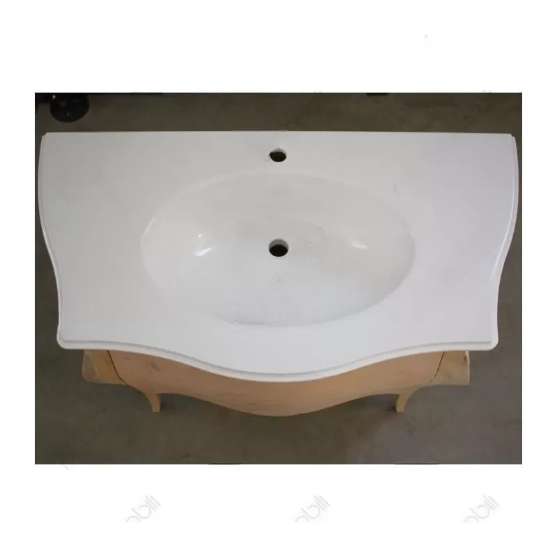 Mobile bagno 3 cassetti bombato con lavello legno grezzo 118x55x82 - Mobili 2G
