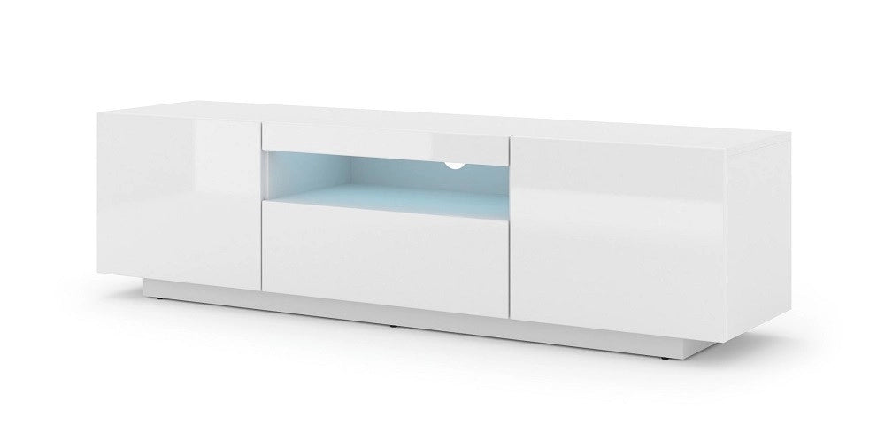 Mobile TV sospeso o a terra Led Incluso 150x37x42cm STAND AURA Bianco lucido