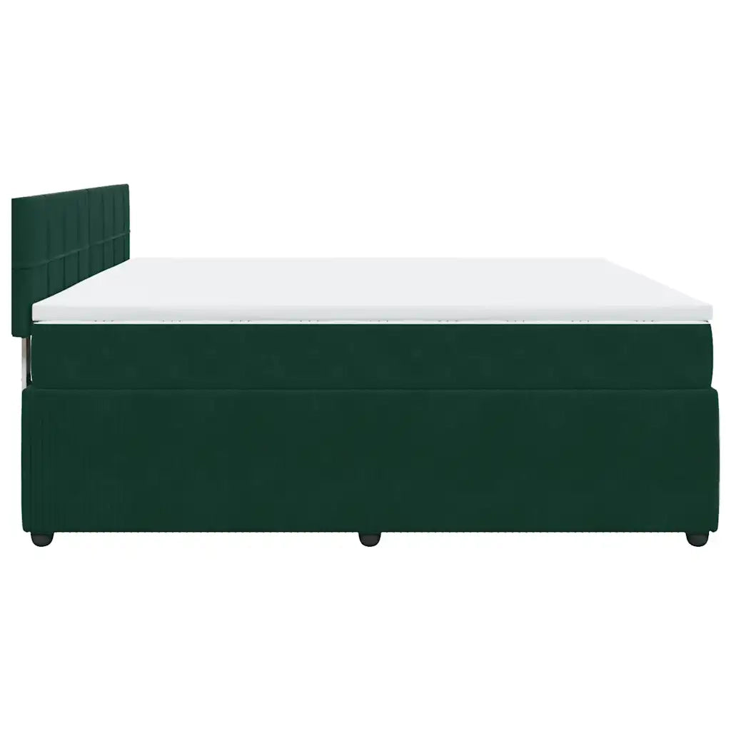 Giroletto a Molle con Materasso Verde Scuro 200x200 cm Velluto