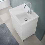 Mobile lavatoio 60x46,8 cm bianco frassinato con vasca in ceramica bianca