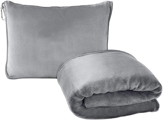 Piumone da viaggio 2 in 1 - Ultralight - Piumone per volo - Cuscino trasformabile - Cuscino con borsa - 230GSM flanella - Cuscino da viaggio