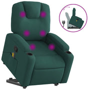 Poltrona Alzapersona Massaggiante | Sedia Relax Verde Scuro in Tessuto