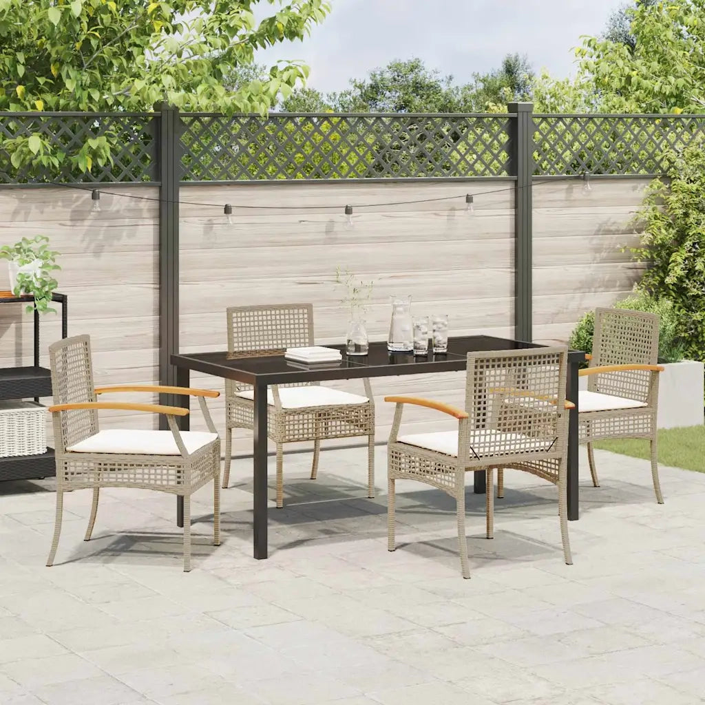 Set da Pranzo per Giardino 5 pcs Beige e Nero Rattan 3380830
