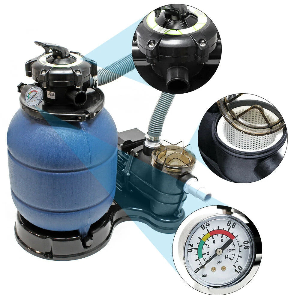 Sistema di filtraggio con filtro a sabbia pompa di filtraggio pompa per piscina 6000 litri all'ora 16_0002466