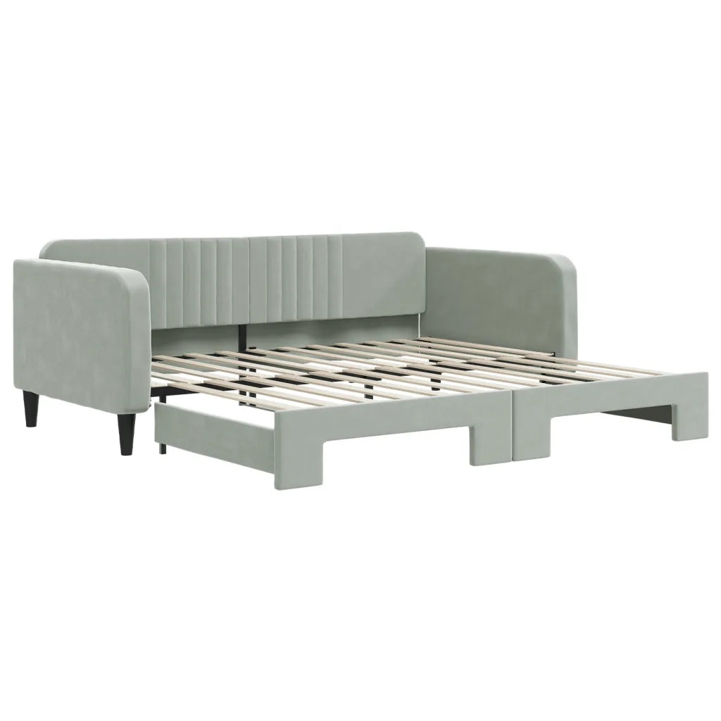 Divano Letto con Letto Estraibile-Sofa Letto-Daybed Grigio Chiaro 100x200 Velluto 582019