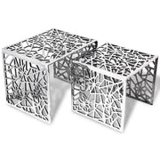 Set 2 Tavolini Quadrati Alluminio Argento cod mxl 15115