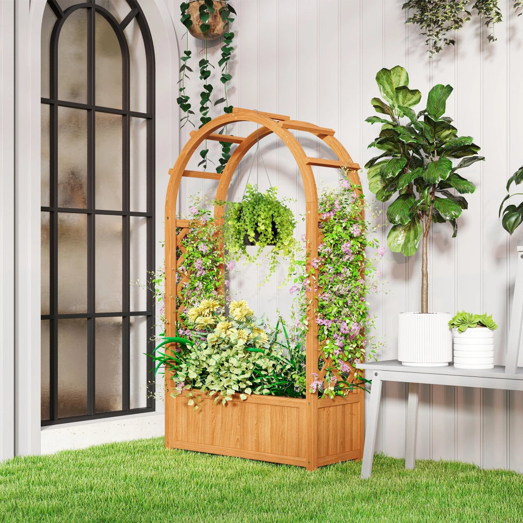 Casetta da Giardino con Griglia ¨C zephmum ¨C Legno 83x36x145cm Marrone Chiaro