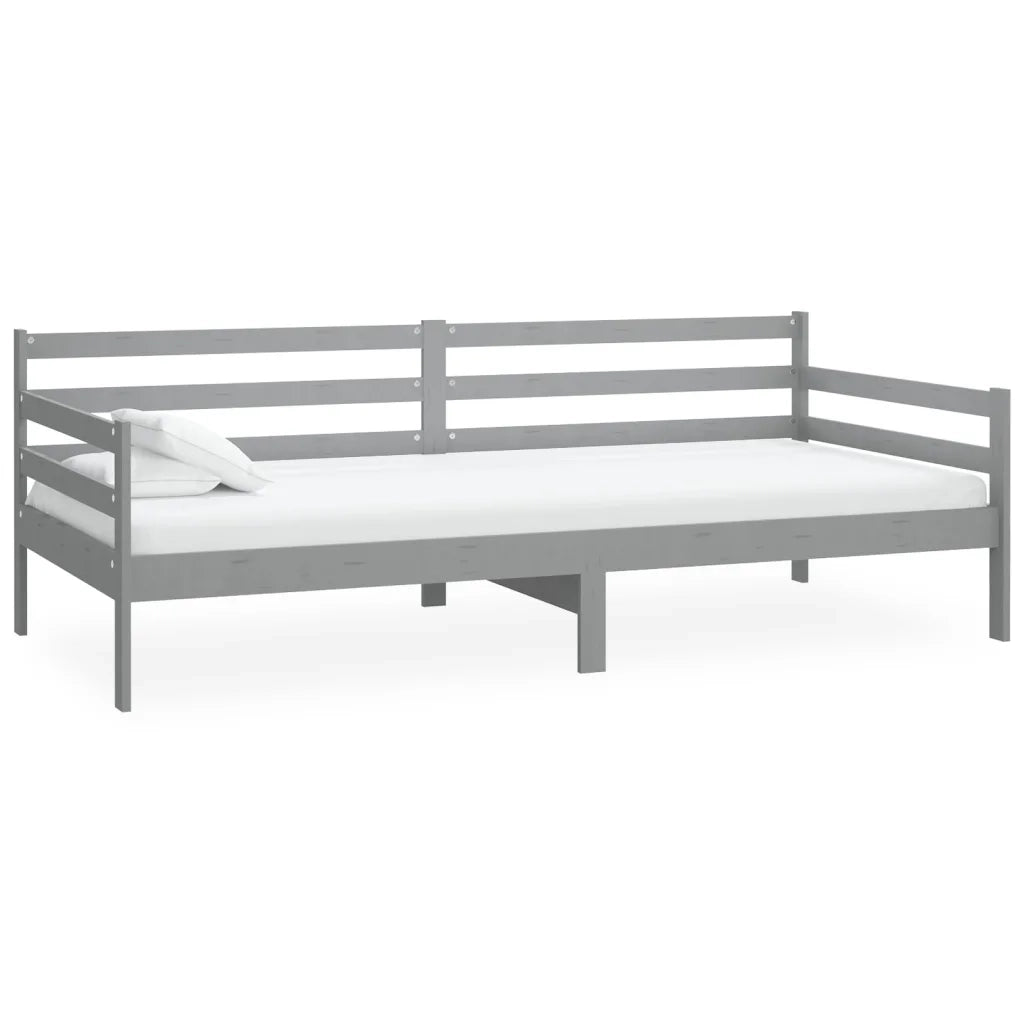 Divano Letto con Materasso 90x200 cm Grigio in Legno di Pino 3083596