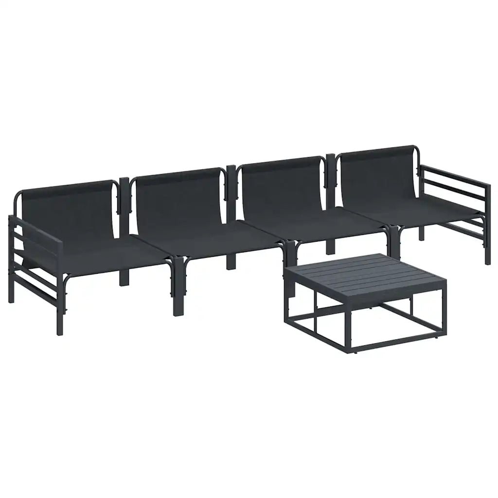 Set Divano da Giardino con cuscino 5 pcs Nero Acciaio 3378965