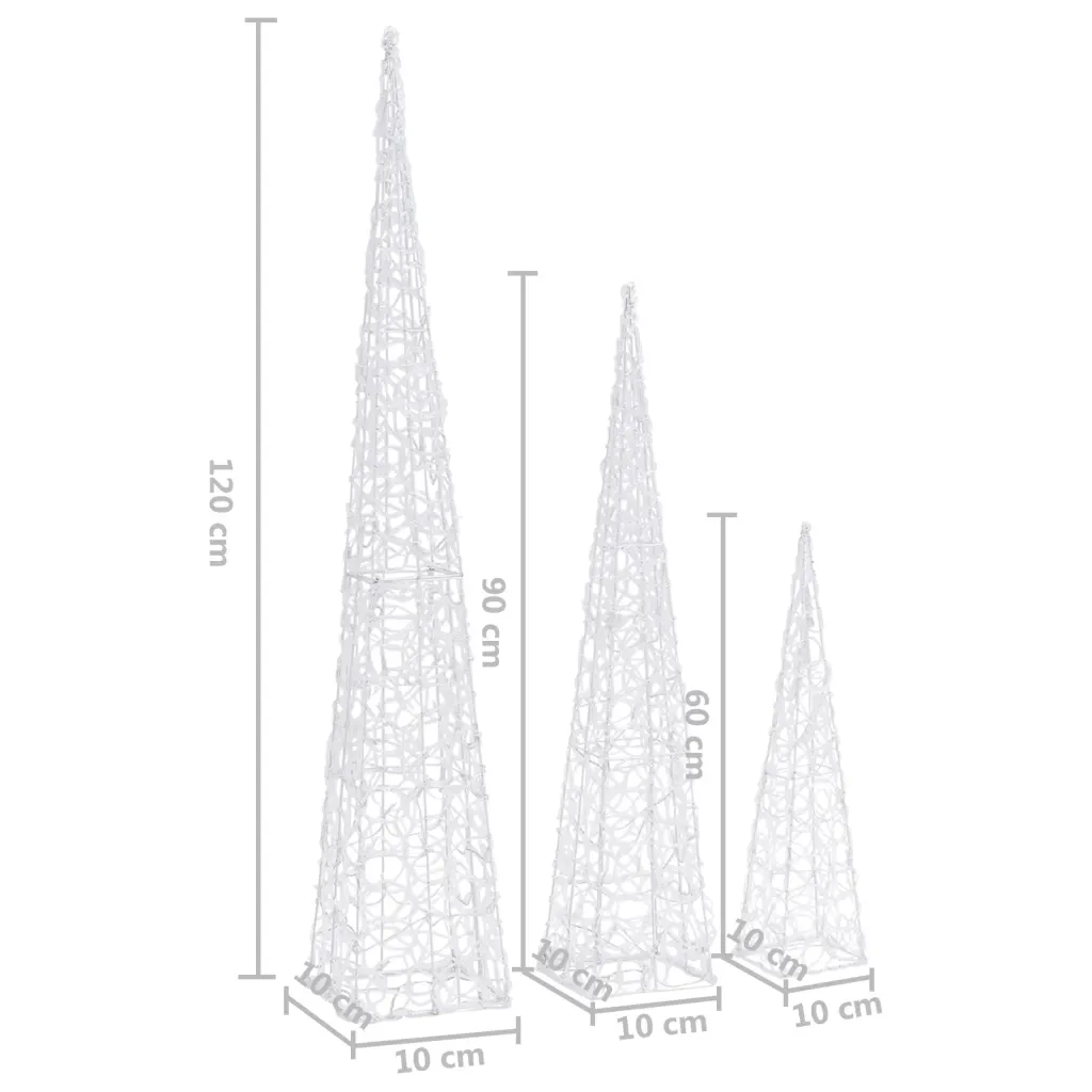 Set Coni Luce LED Acrilico Decorativo Bianco Freddo 60/90/120cm 328972