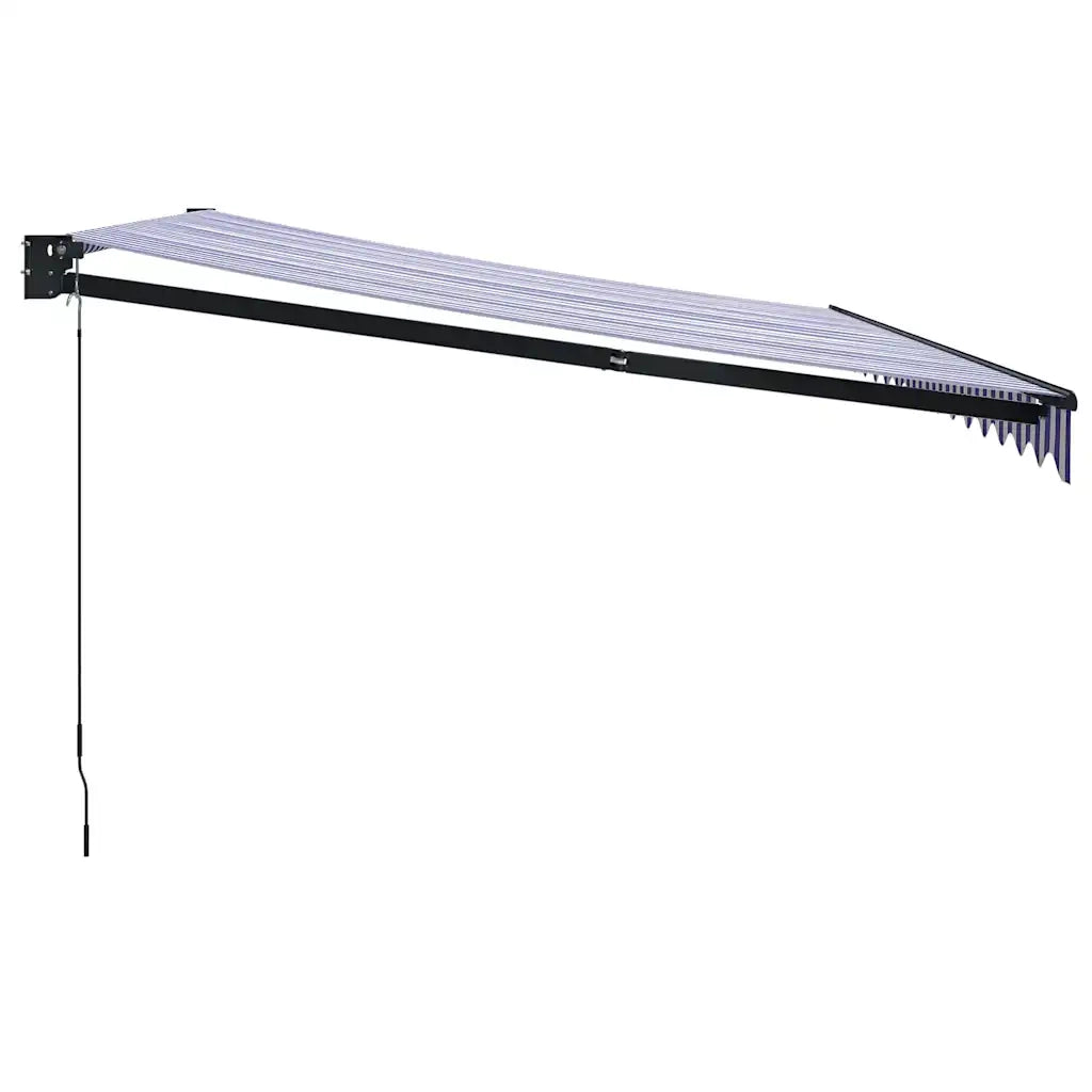 Tenda da Sole Retrattile Blu e Bianca 4x3 m Tessuto e Alluminio