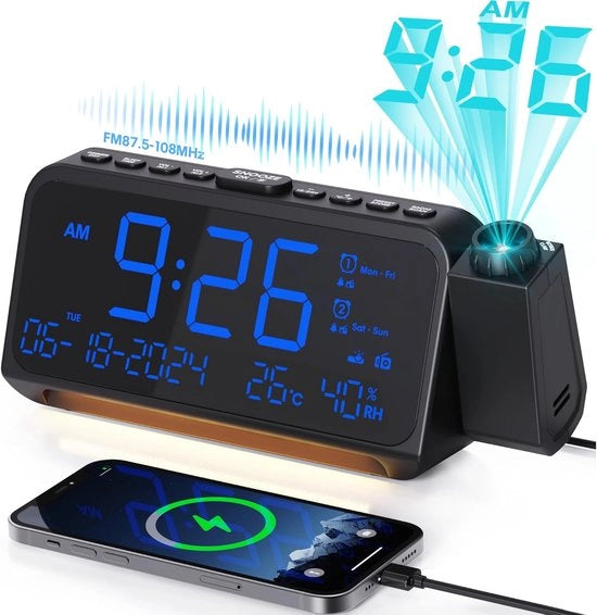 Radio Digitale con Alarme - Alarme Digitale - Radio con Alarme - Nero