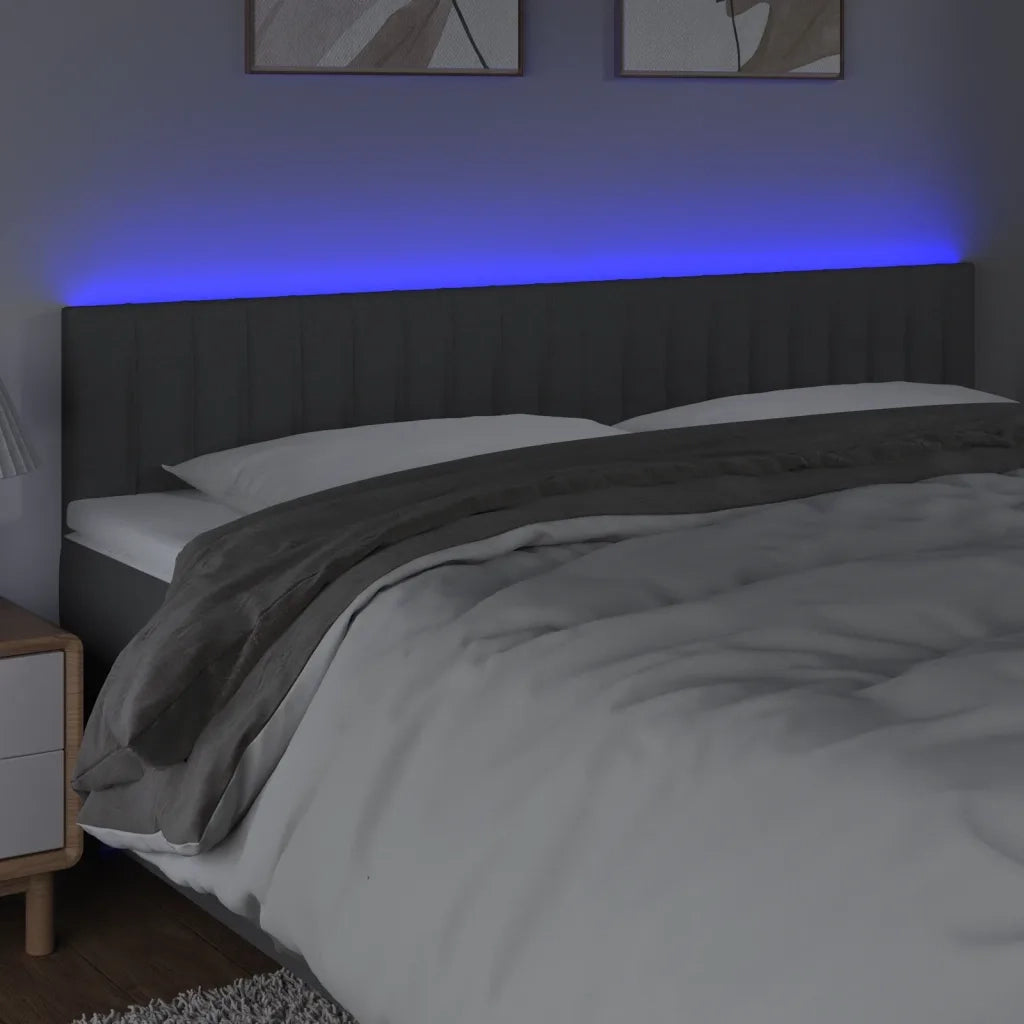 Testiera a LED Grigio Scuro 200x5x78/88 cm in Tessuto 3121873