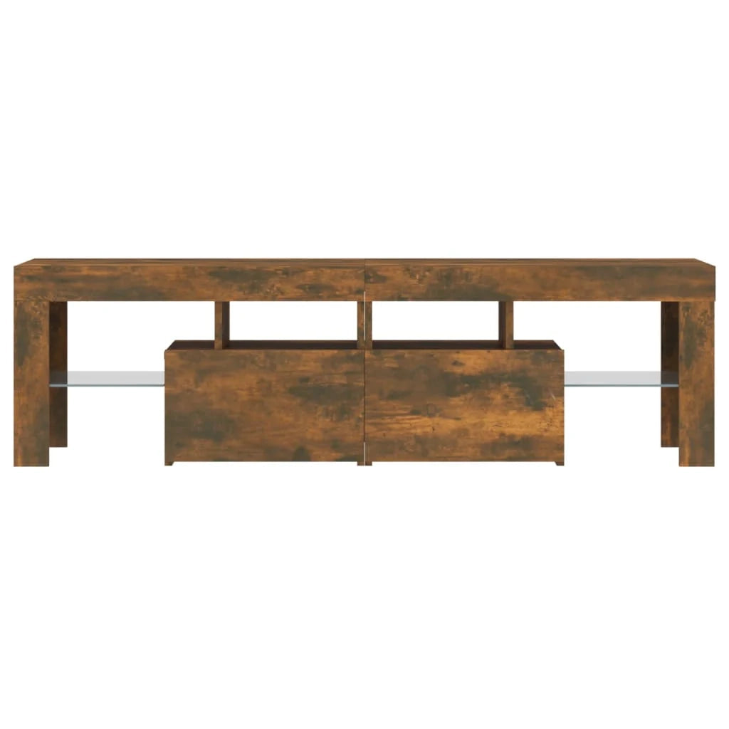 Mobile TV multimediale scaffale TV credenza mobile TV sala da pranzo soggiorno camera da letto con luci LED rovere affumicato 140 x 36,5 x 40 cm marrone 02_0026721
