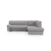 Divano angolare convertibile TROMSO grigio effetto velluto - Angolo destro con contenitore