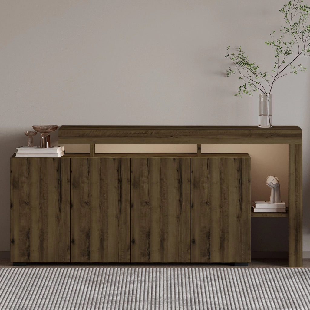Credenza in legno "Beliz" - 170 x 35 x 80 cm - Noce antico