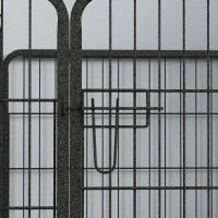Recinto per Cani Pieghevole in Metallo, per Interno ed Esterno con Porta e Picchetti, 82x82x60cm Grigio
