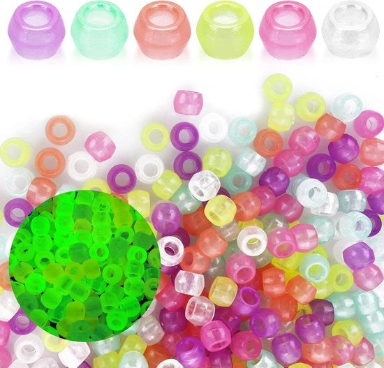 Fili di pony luminescenti 550 pezzi - 6mm x 8mm - fili di plastica per gioielli bracciale collana realizzare