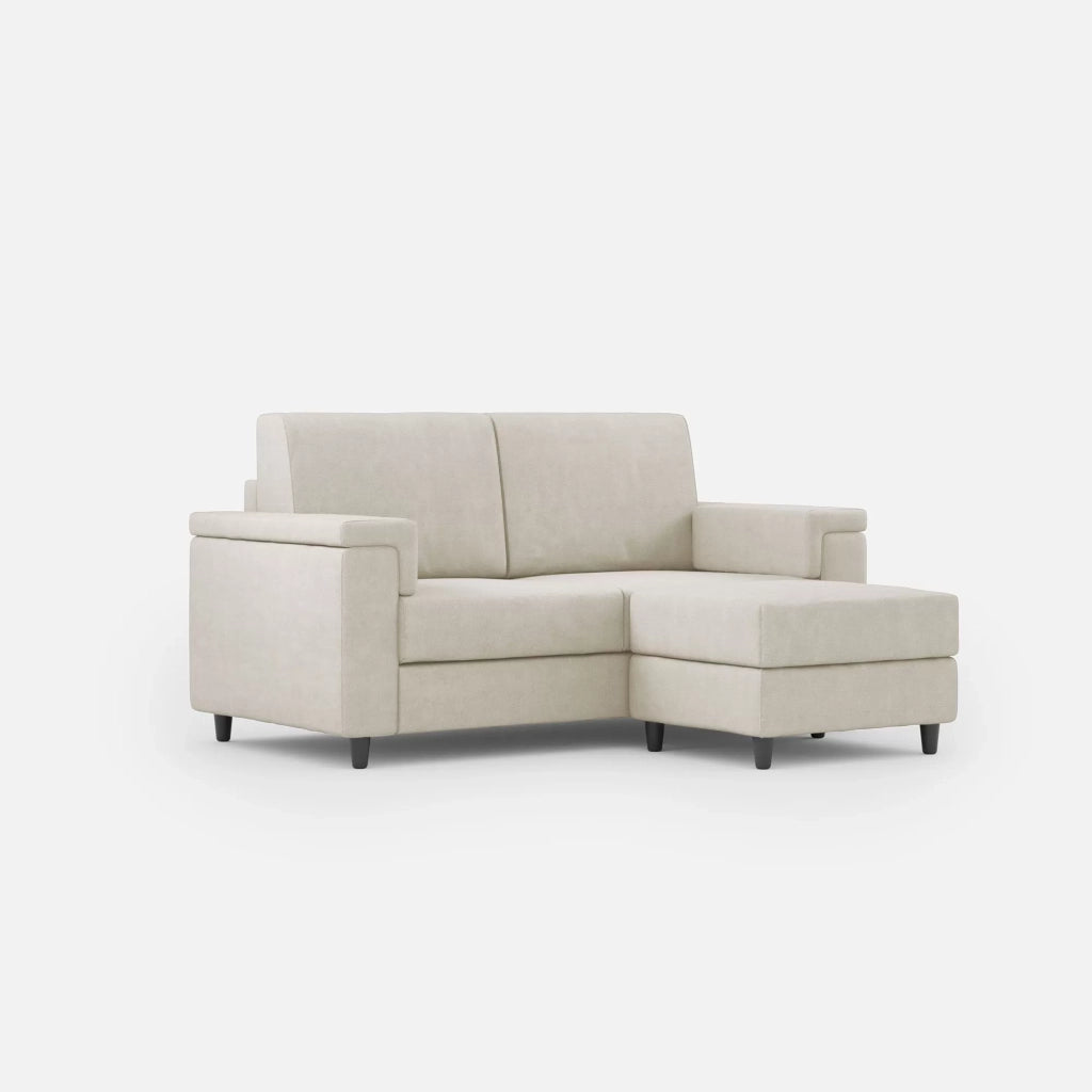 Divano marrak 2 posti (due sedute da 60cm) + pouf misure esterne l.148 p.155 | latte - Mobili 2G