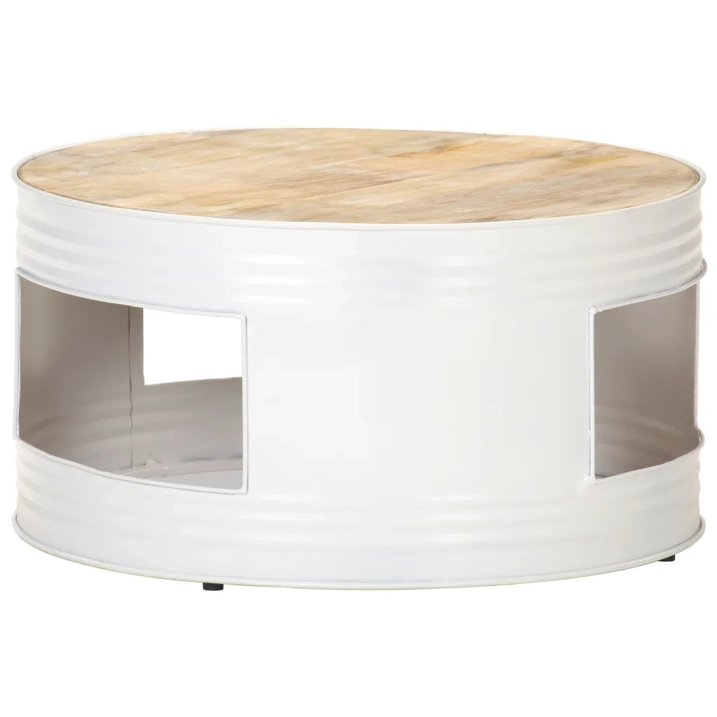 Tavolino Bianco 68x68x36 cm in Legno Massello di Mango 321932