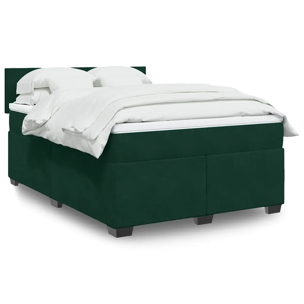 Giroletto a Molle con Materasso Verde Scuro 160x200 cm Velluto