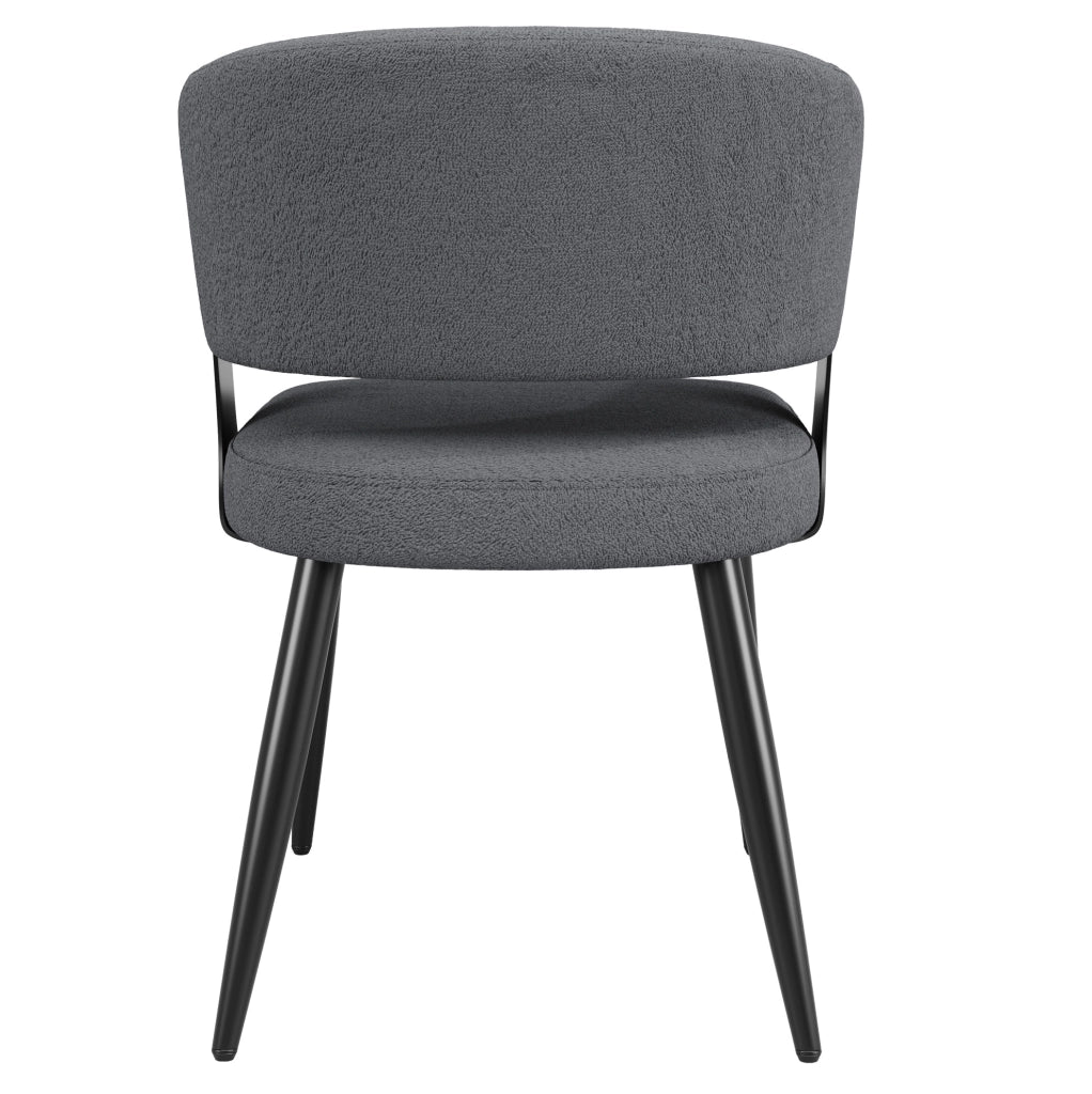 Sedia 59x46.5x81.5 cm ergonomica con schienale curvo in flanella e metallo grigio