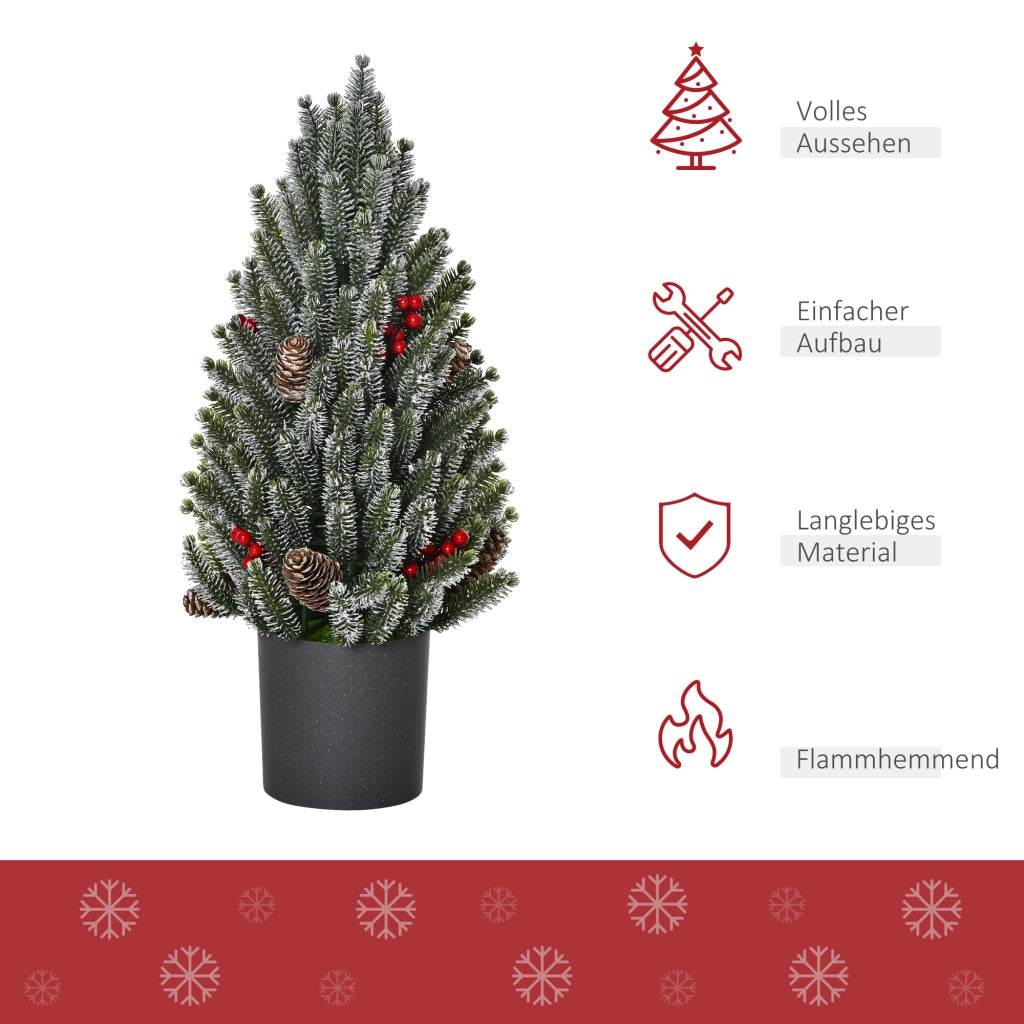 Albero di Natale 50 cm con pigne e bacche rosse ¨C zephmum ¨C vaso incluso