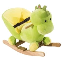 Cavallo a Dondolo per Bambini in Legno Dinosauro, Cavalluccio per Bambini, 60x33x45cm, Verde