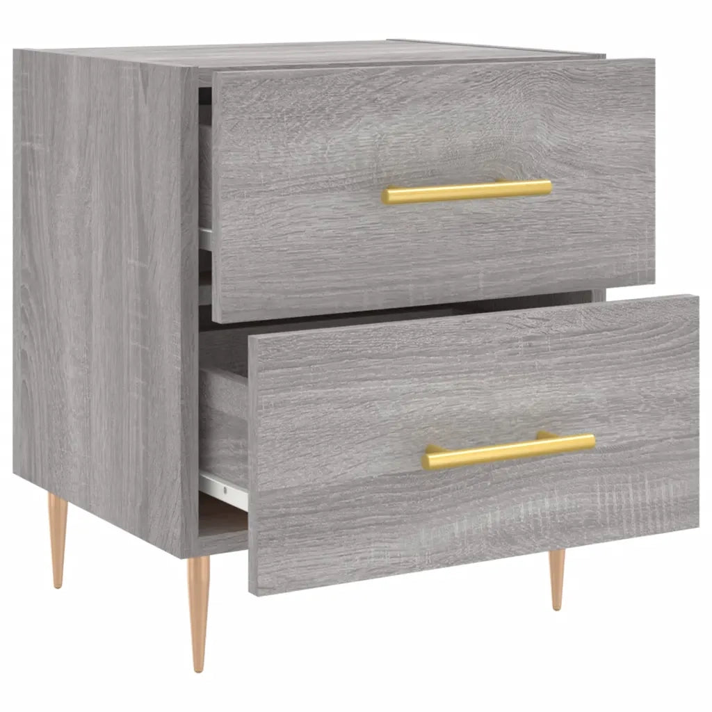 Set di 2 Comodini | Armadio da Notte | Mobiletto da notte Grigio Sonoma 40x35x47,5 cm in Legno Multistrato