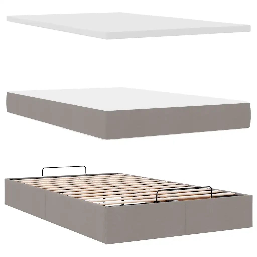 Struttura Letto Pouf con Materasso Tortora 120x200cm in Tessuto 3311103