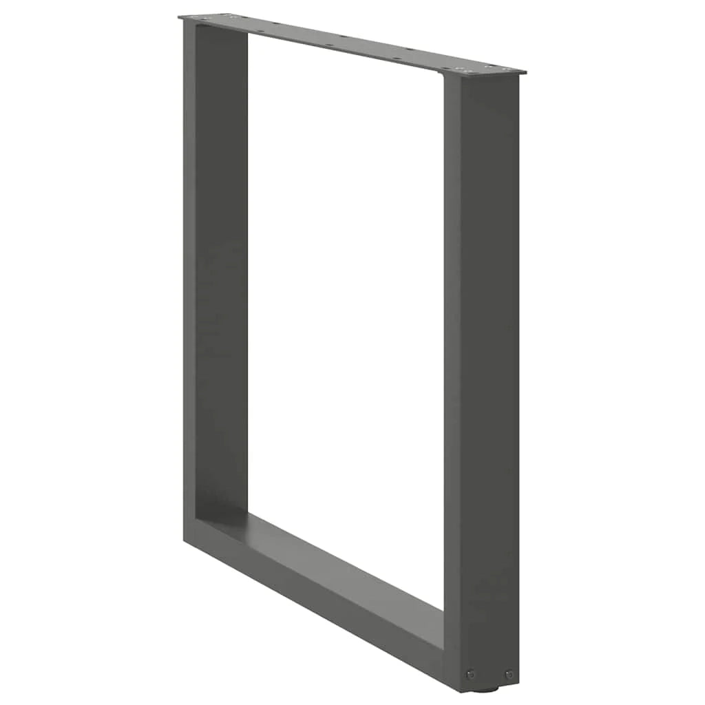 Set di 2 gambe per tavolo da pranzo a forma di U 80 x 72-73 cm con piedini regolabili design moderno in acciaio antracite 02_0057430