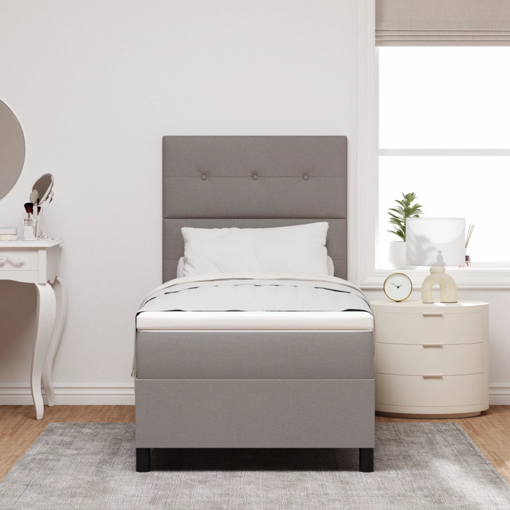 Letto a Molle con Materasso e LED Taupe 80x200 cm Tessuto