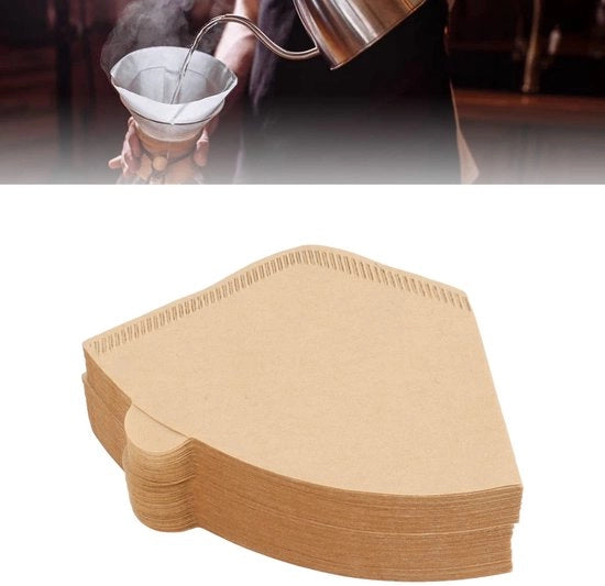 Filtro per caffè a forma V - Supporto per filtro di caffè nr 4 - Filtro di caffè in carta - Riciclabile - 1 a 2 tazze - Fibre naturali - Filtro di caffè in carta
