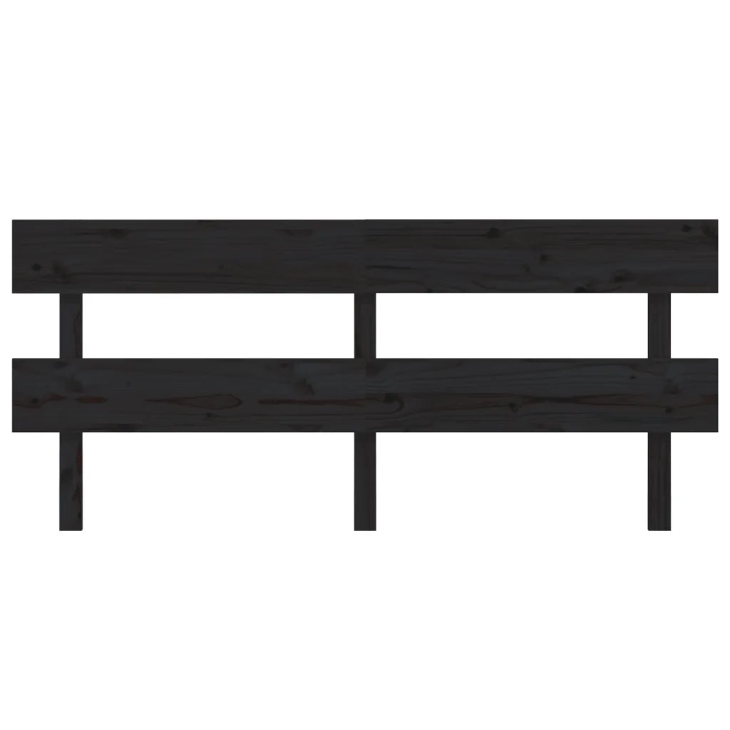Testiera | Testata per Letto Nera 204x3x81 cm in Legno Massello di Pino