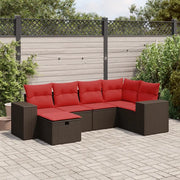 Set Divano da Giardino 6 pz con Cuscini Marrone in Polyrattan 3325690