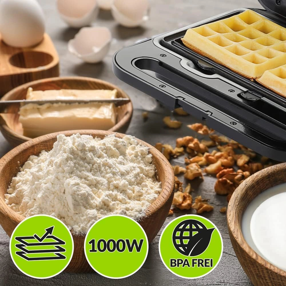 ® Griglia Tostapane 1000W 3 in 1 XXL Rivestimento Antiaderente Sandwich Maker Piastra Elettrica per Cialde Panini Carne