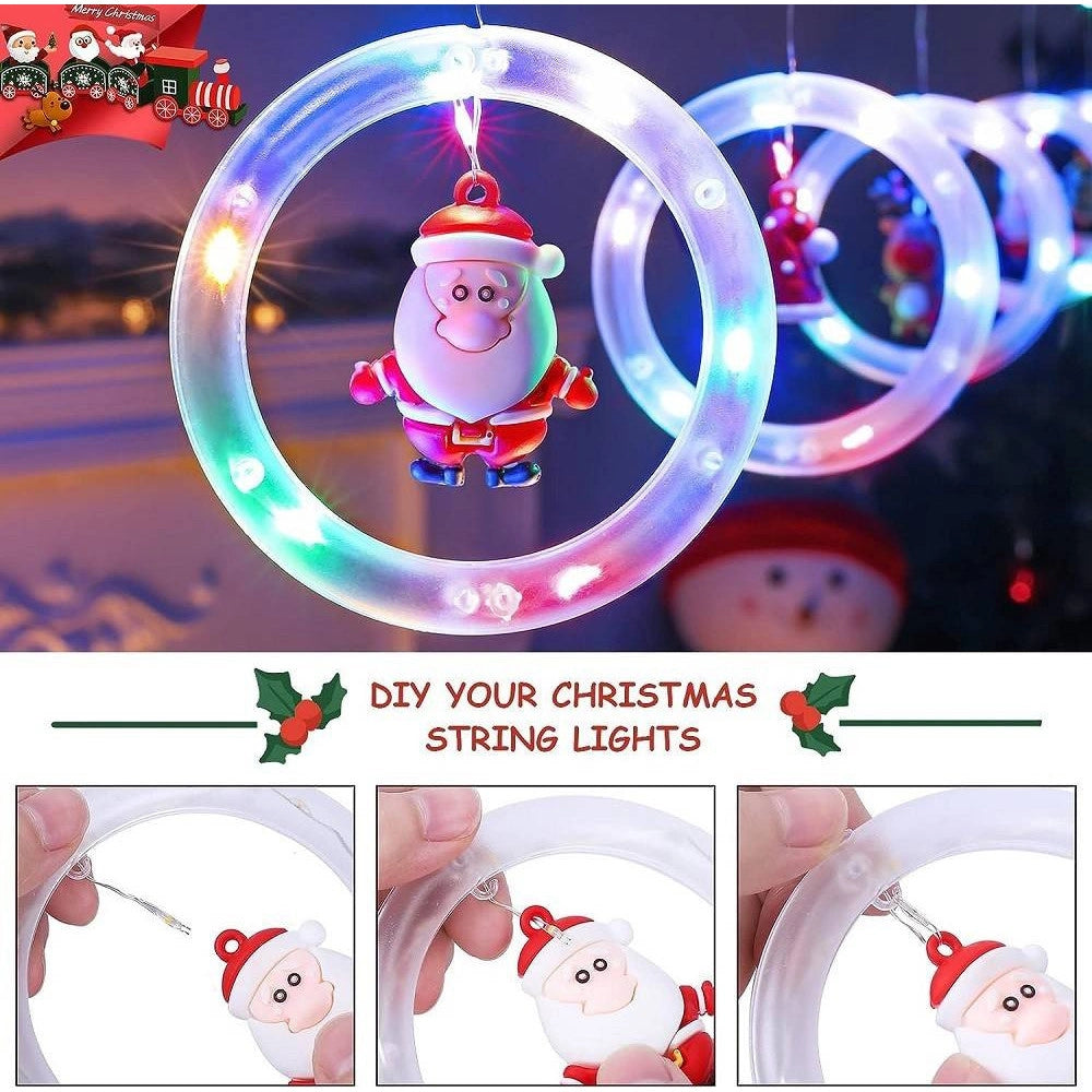 Trade Shop - Tenda Catena Luminosa 3mt Usb Luci Natale Telecomando 10 Addobbi Natalizi Finestra -
