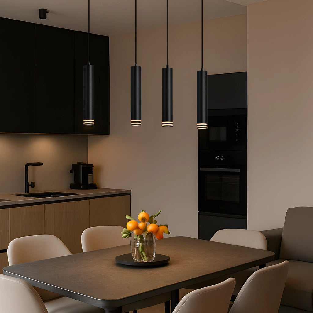 Lampada a sospensione ZMH GU10 Cilindro 1 luce Nero moderno per cucina Camera da letto Soggiorno