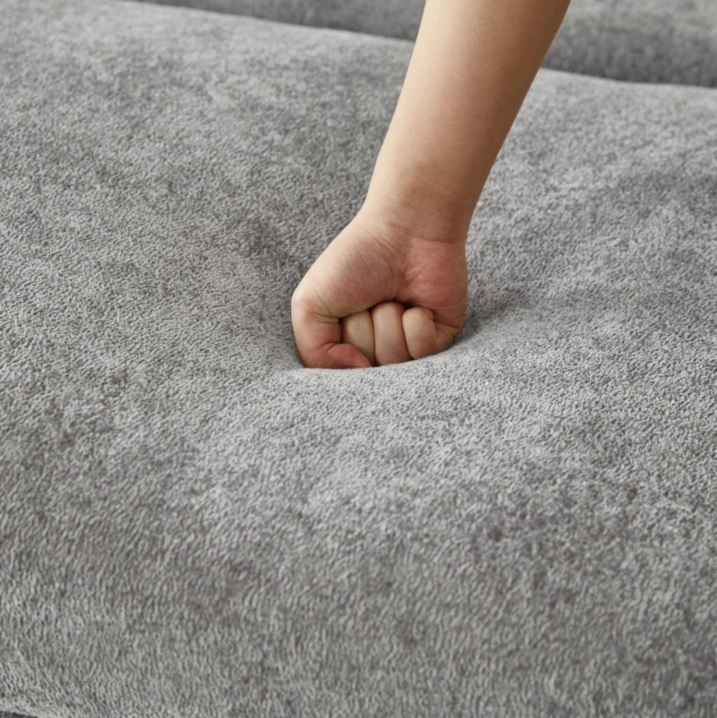 Divano letto 3 in 1 con schienale regolabile; chenille grigio