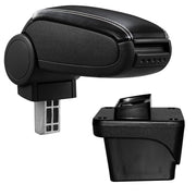 [pro.tec] Bracciolo centrale per Volkswagen Polo VI - Rivestimento in similpelle nero con cuciture bianche - con vano portaoggetti