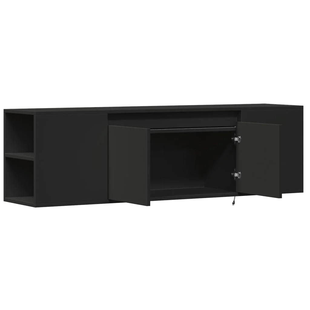 Mobile TV multimediale mensola TV credenza mobile TV sala da pranzo soggiorno camera da letto montaggio a parete con luci LED 135 x 31 x 39,5 cm nero 02_0027864