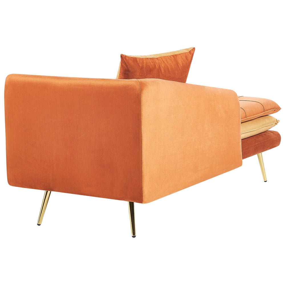 Chaise Longue Arancione Velluto versione Destra Tufted Abbottonato Spessamente Imbottito con Cuscini Mano Sinistra Mobili Soggiorno