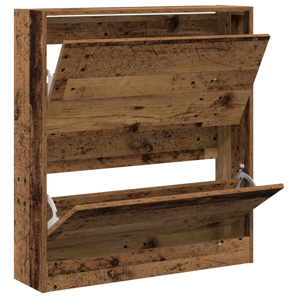 Mobile per Scarpe  con Cassetto Flip in Legno Antico 80x21x87,5 cm