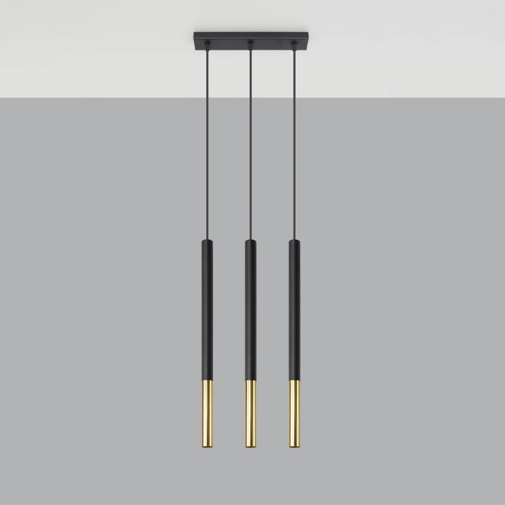 Lampada moderna in acciaio tubolare Mozaica Ocean Green Nero Oro 3x8W G9 LED