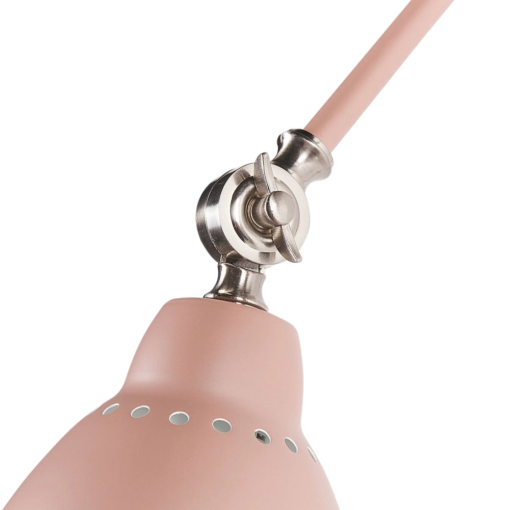 Lampada da parete moderna rosa pastello da lettura a braccio lungo in metallo bianco dal design moderno