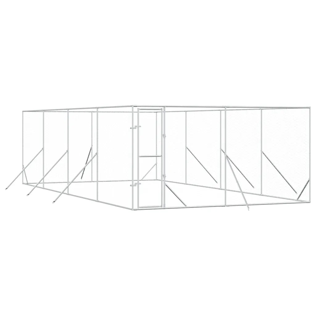 Cuccia per Cani da Esterno Argento 4x8x2 m in Acciaio Zincato 3190456
